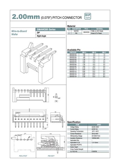 2.00 MM (0.079) PITCH CONNECTOR SMAW200 SERIES  - cover page