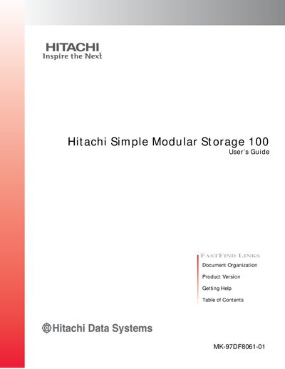 Hitachi Simple Modular Storage 100 User Manual - cover page