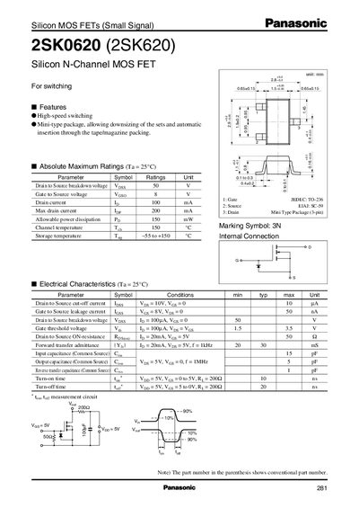 Panasonic 2SK0620 Datasheet - cover page