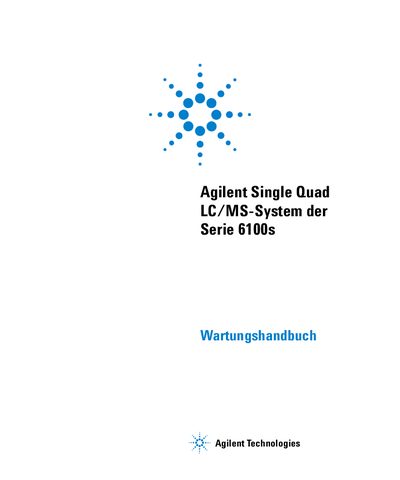 Agilent 6100s Single Quad LC/MS System Maintenance Manual - cover page