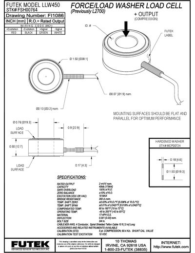 FUTEK LLW450 Load Cell Specifications Manual - cover page