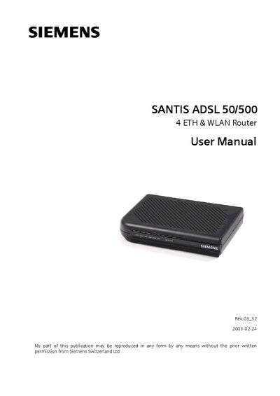 Siemens SANTIS ADSL 50/500 Router User Manual - cover page