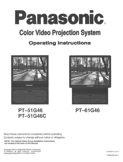 Panasonic PT-51G46/PT-51G46C/PT-61G46 Manual - cover page