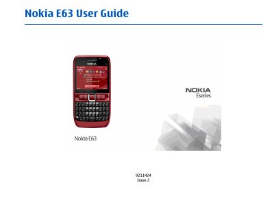 Nokia E63 User Guide - cover page