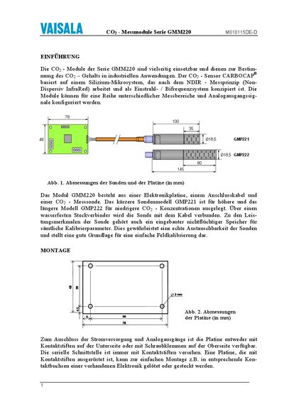 Vaisala GMM220 CO Sensor User Manual - cover page