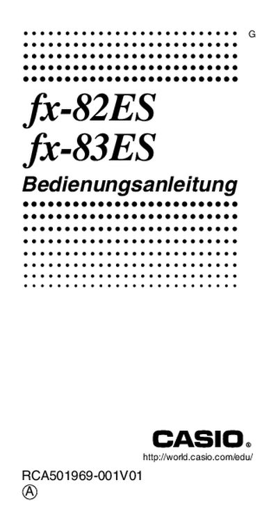 Casio FX-82ES/83ES Calculator User Manual - cover page