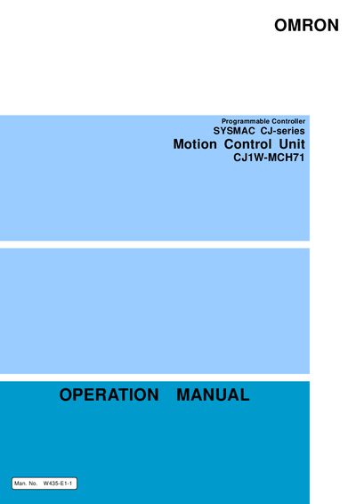 Omron CJ1W-MCH71 Motion Control Unit User Manual - cover page
