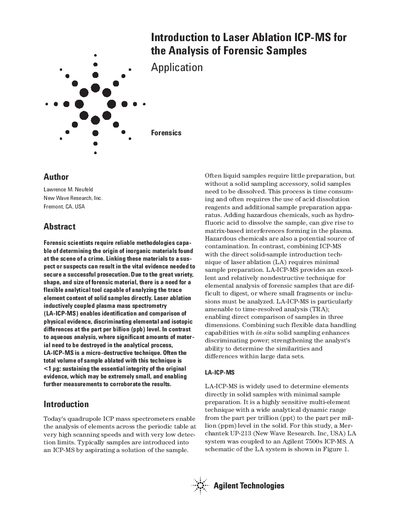 Agilent 7500s ICP-MS Laser Ablation Forensic Analysis Application Note - cover page