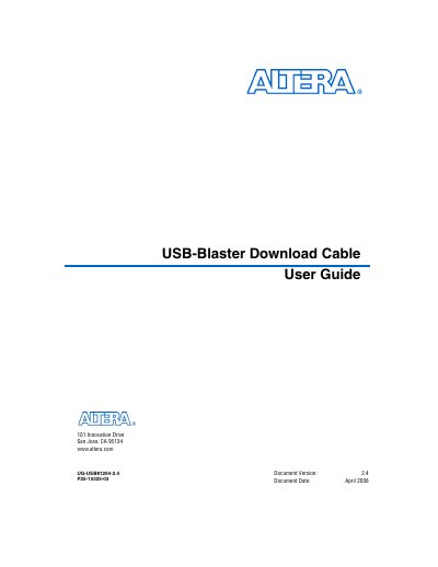 Altera USB-Blaster Download Cable User Guide - cover page