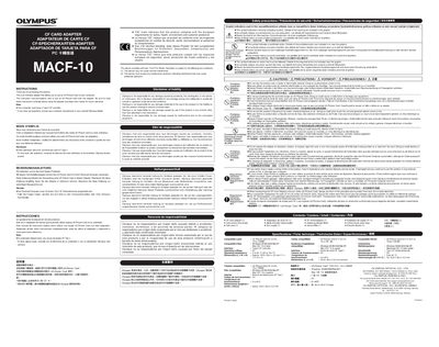Olympus MACF-10 CF Card Adapter Instructions - cover page