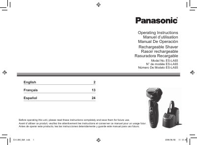 Panasonic ES-LA93 Rechargeable Shaver Operating Instructions - cover page