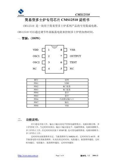 Imnecu CMS12510 Datasheet - cover page