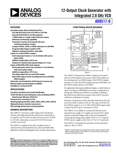 Analog Devices AD9517-0 Datasheet