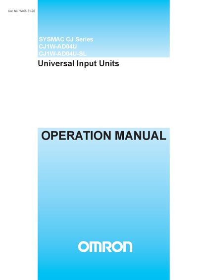 Omron SYSMAC CJ1W-AD04U Operation Manual - cover page