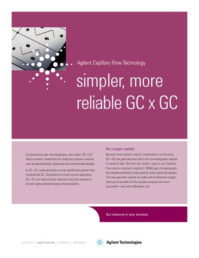 Agilent 7890A Gas Chromatograph Capillary Flow Technology Brochure - cover page