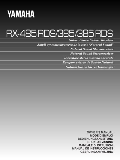 Yamaha RX-485 RDS/RX-385 Owner's Manual - cover page