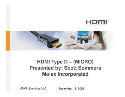 Molex Micro HDMI Type D Connector Datasheet - cover page
