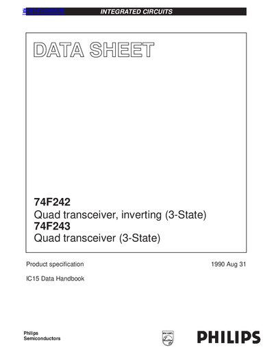 Philips 74F242/74F243 Quad Transceiver Datasheet - cover page