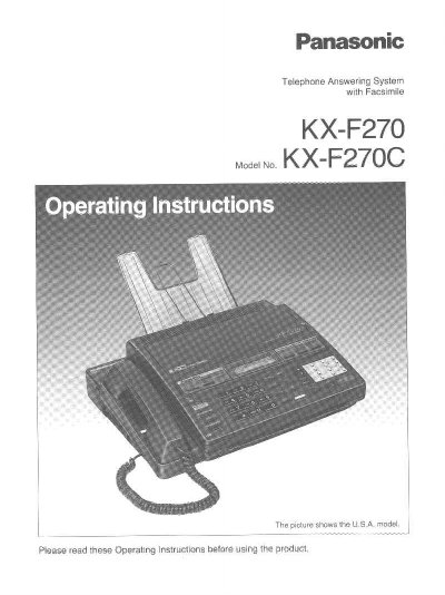 Panasonic KX-F270C Telephone Answering System Operating Instructions - cover page