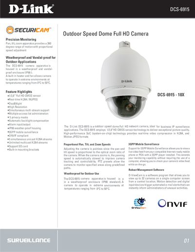 D-Link DCS-6915 Outdoor Speed Dome Camera User Manual - cover page