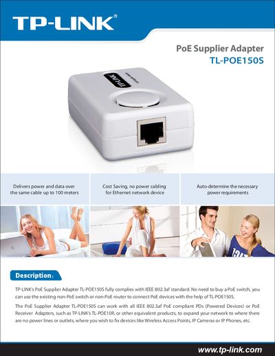 TP-Link TL-POE150S PoE Supplier Adapter User Manual - cover page