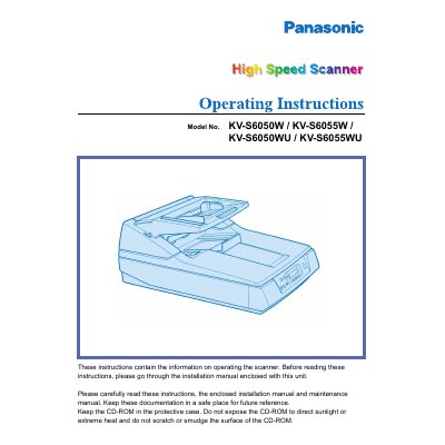 Panasonic KV-S6050W High Speed Scanner Operating Instructions - cover page