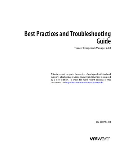 VMware vCenter Chargeback Manager 2.0.0 Best Practices and Troubleshooting Guide - cover page