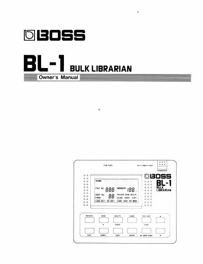BOSS BL-1 Bulk Librarian Owner's Manual - cover page
