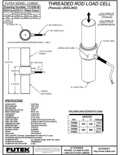 Futek LCM525 Load Cell Specifications Manual - cover page