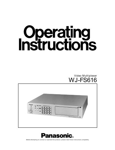 Panasonic WJ-FS616 Video Multiplexer User Manual - cover page