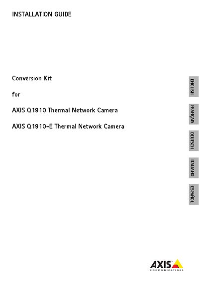 AXIS Q1910 Thermal Network Camera AXIS Q1910-E Thermal Network Camera Conversion Kit INSTALLATION GUIDE - cover page