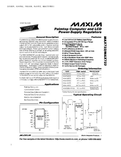 Maxim MAX722/MAX723 Datasheet