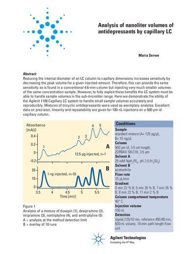 Agilent 1100 Capillary LC System Application Note - cover page