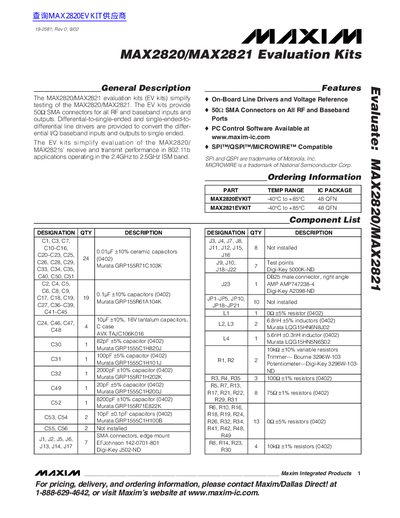 MAXIM MAX2820/MAX2821 handbook - cover page