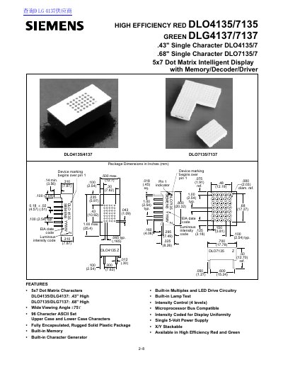 SIEMENS HIGH EFFICIENCY RED DLO4135/7135 GREEN DLG4137/7137 .43
