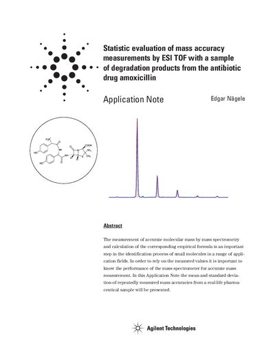 Agilent LC/MSD TOF Mass Accuracy Evaluation Application Note - cover page