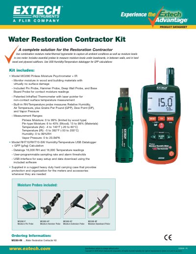 Extech MO290-RK Water Restoration Contractor Kit Manual - cover page