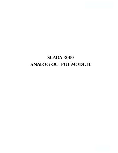 Phonetics SCADA 3000 Analog Output Module User's Manual - cover page