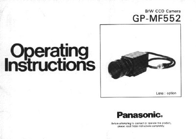 Panasonic GP-MF552 B/W CCD Camera Operation Manual - cover page