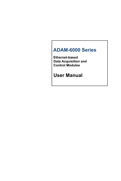 Advantech ADAM-6000 Series Ethernet-based Data Acquisition and Control Modules User Manual - cover page