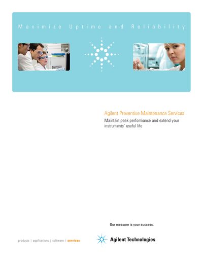 Agilent Preventive Maintenance Services Brochure - cover page