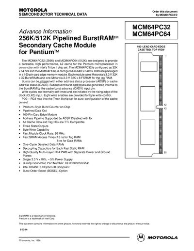 Motorola MCM64PC32/MCM64PC64 Datasheet - cover page