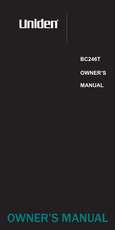 Uniden BC246T Scanner Owner's Manual - cover page