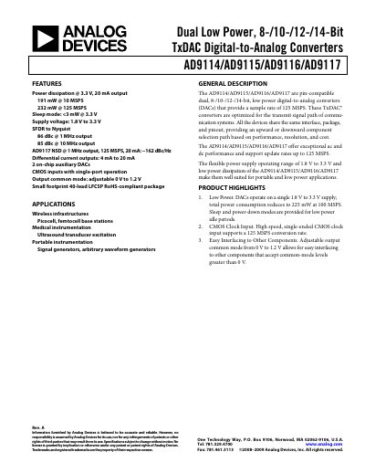 Analog Devices AD9116 DAC Handbook - cover page