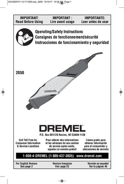 Dremel 2050 Rotary Tool User Manual - cover page