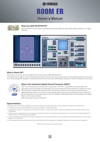 Yamaha Room ER Owner's Manual - cover page