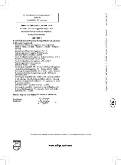 PHILIPS XSMALL Type HD8743/HD8745/HD8747 SUP 033R operating instructions - cover page