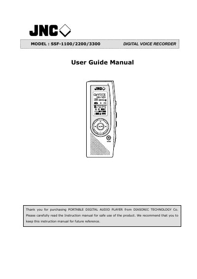 DIASONIC SSF-1100/2200/3300 Digital Voice Recorder User Manual