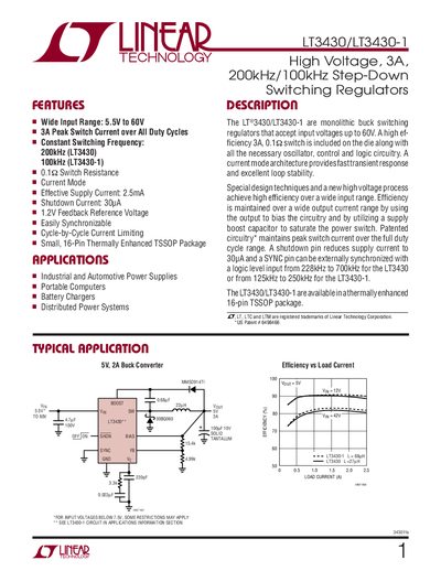 Linear Technology LT3430/LT3430-1 Datasheet - cover page