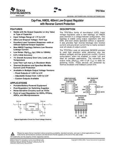 Texas Instruments TPS736xx Datasheet - cover page
